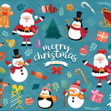 Lots of colour Christmas artwork like Santa, snowmen, deer, penguins and trees