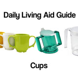 An image of wade dignity two handled cups, handy cups and a clear polycarbonate cup