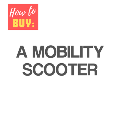 A white panel with the words – Choose A Mobility Scooter – on it