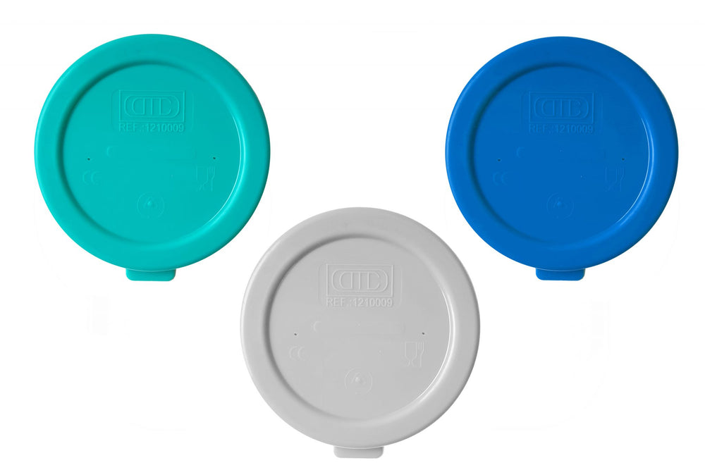 All lid colours - turquoise, blue, light grey