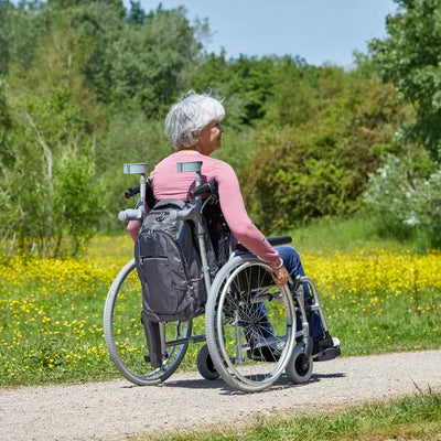 Freestyle Wheelchair Crutch Bag being used outside