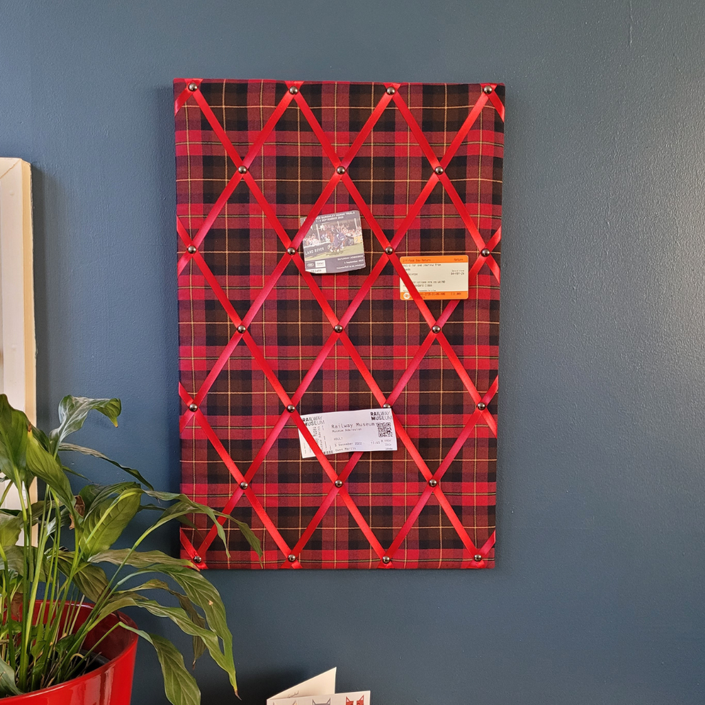 Fabric Notice Board - Burgundy Boyd