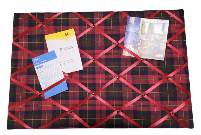 Fabric Notice Board - Burgundy Boyd