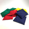 the image shows the 12 beanbags, 3 green, 3 red, 3 yellow and 3 blue