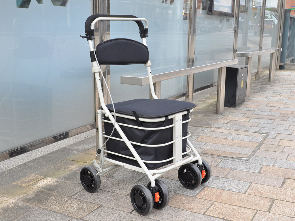 Shopping Trolley with Seat - Black outdoors