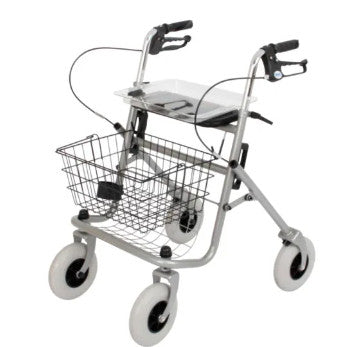 Days Classic 4 Wheel Rollator Walker with Basket and Tray - Silver