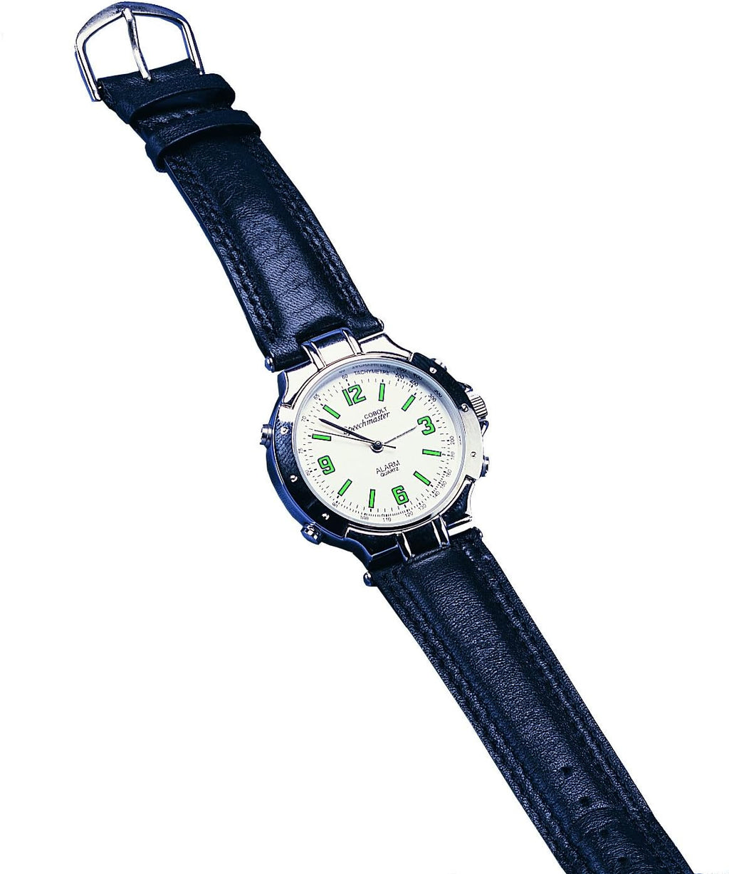 Talking Watch with Black Leather Strap