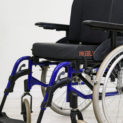 Lowzone GEL Switch Memory Foam Cushion being used on a wheelchair