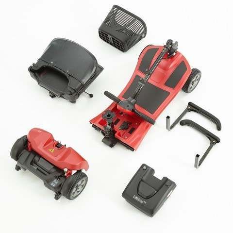 Lithilite Pro Portable Mobility Scooter - Red, disassembled