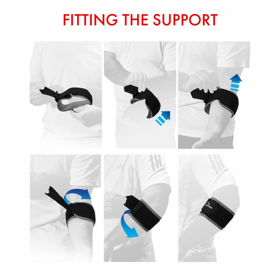 shows how to fit the Vulkan Neoprene Tennis Elbow Strap
