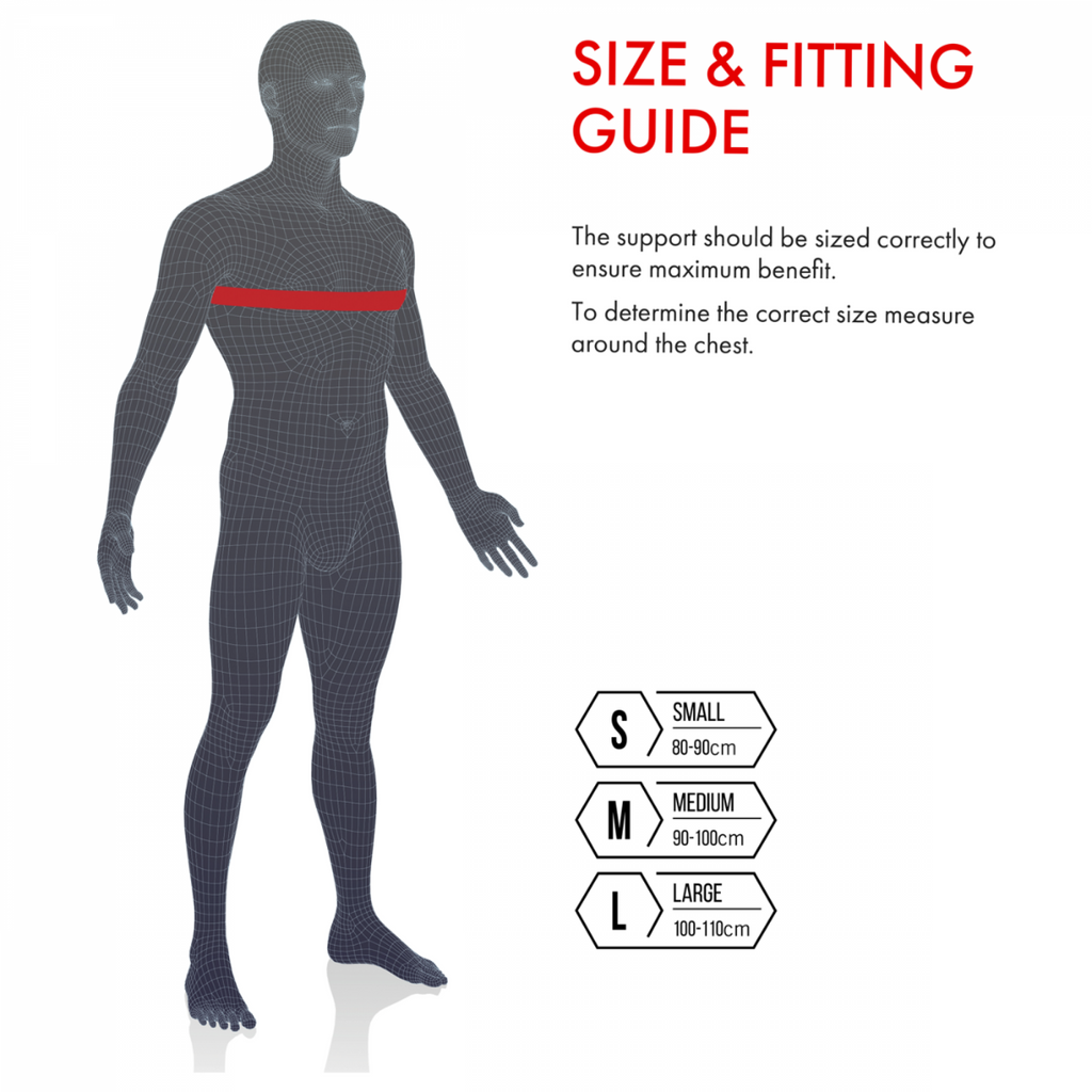 shows the fitting guide for the Vulkan Classic Shoulder Strap Support
