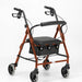A front view of the Russet Orange 100 Series Four Wheel Rollator