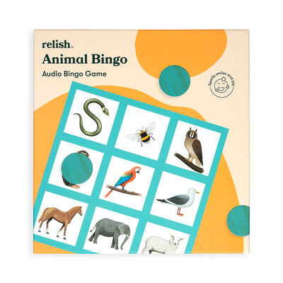shows the front of the animal bingo box