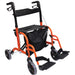 shows the duo deluxe rollator and transit chair in orange