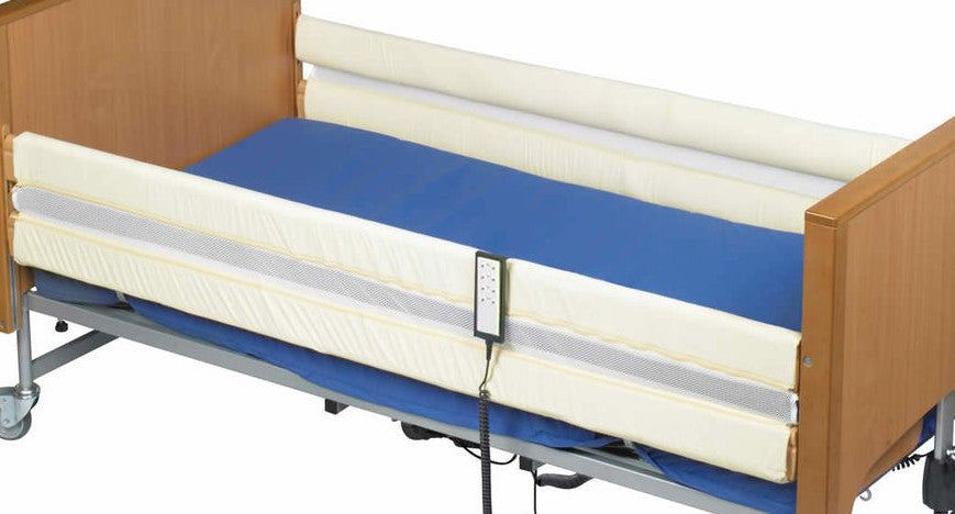 shows the 2-bar bumpers for wooden rails on a single profiling bed with wooden bed rails