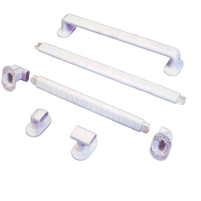 The different components in an Ashby Grab Rail Shower Kit