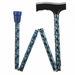 shows the square design retro pattern folding adjustable walking stick when partially folded