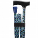 shows the square pattern folding adjustable walking stick when fully folded compact