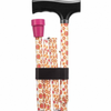 shows the retro pattern folding adjustable walking stick in the circle design when fully folded