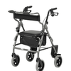 The silver coloured Rollator/Walker and Transit Chair Combination