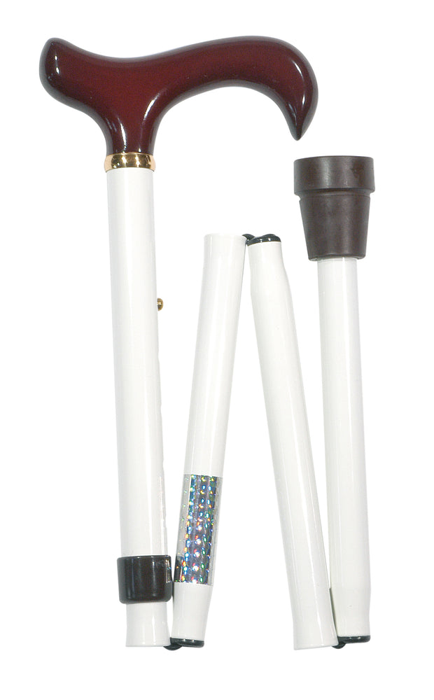 shows the classic canes folding white derby cane
