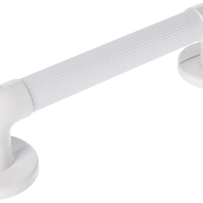 shows 12 inch white plastic fluted grab rail against a white background