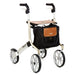 The Beige & Silver Let's Go Out Rollator/Walker with the bag