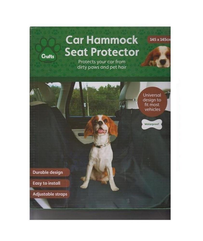 shows the Crufts Car Hammock Seat Protector packaging