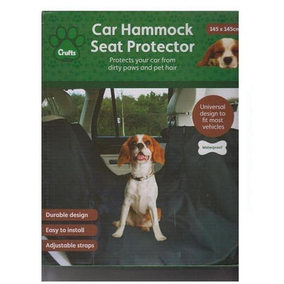 shows the Crufts Car Hammock Seat Protector packaging