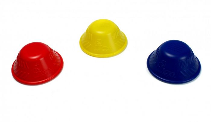 The three Tenura Anti Slip Bottle Openers, red, yellow, blue