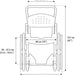 shows a diagram of the Etac Clean Self Propelled Shower Commode Chair with measurements