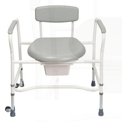 Bariatric commode with fixed arms