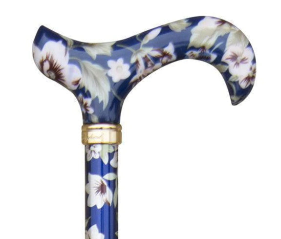 The Dark Blue Floral Tea Party Classic Cane