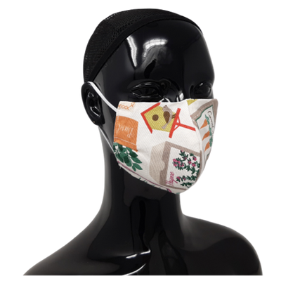 shows a washable, resuable face mask in the gardening pattern design