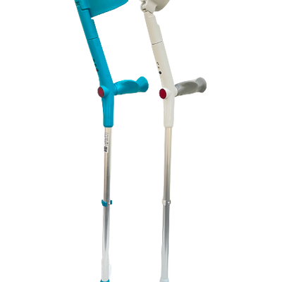 The blue and grey tru life soft handle crutches