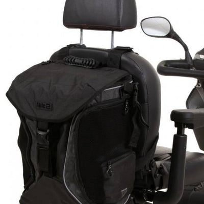 Image of the grey and black torba go back of the back of a mobility scooter,