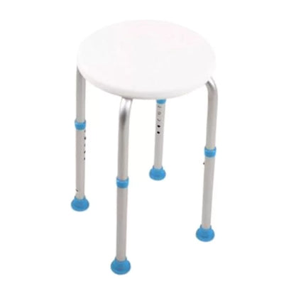 Atlantis Shower Stool - blue ferrules, white seat