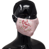 shows the washable reusable face mask in pink flowers design