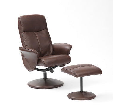 Soft Feel PU Swivel Recliner & Footstool