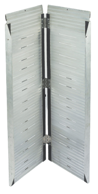 the image shows the folding threshold ramp standing vertically to show the three hinges working