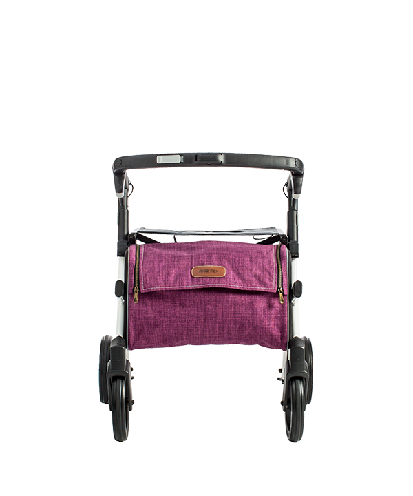 shows the purple small rollz flex shopping rollator