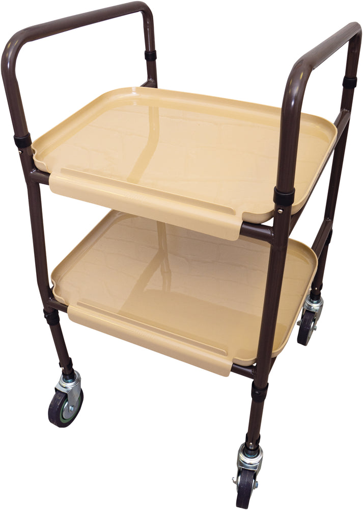 Height adjustable household trolley with two trays