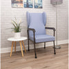 shows the blue flat pack chelsfield high back chair in a room