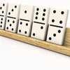 Domino Holder in use, dominoes lined up