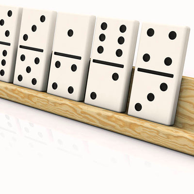 Domino Holder in use, dominoes lined up