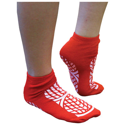 Double Sided Non Slip Patient Slipper Socks in red