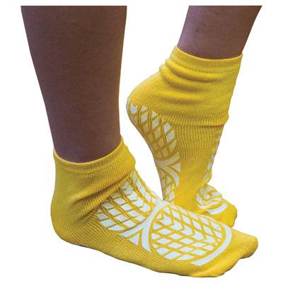 Double Sided Non Slip Patient Slipper Socks in yellow