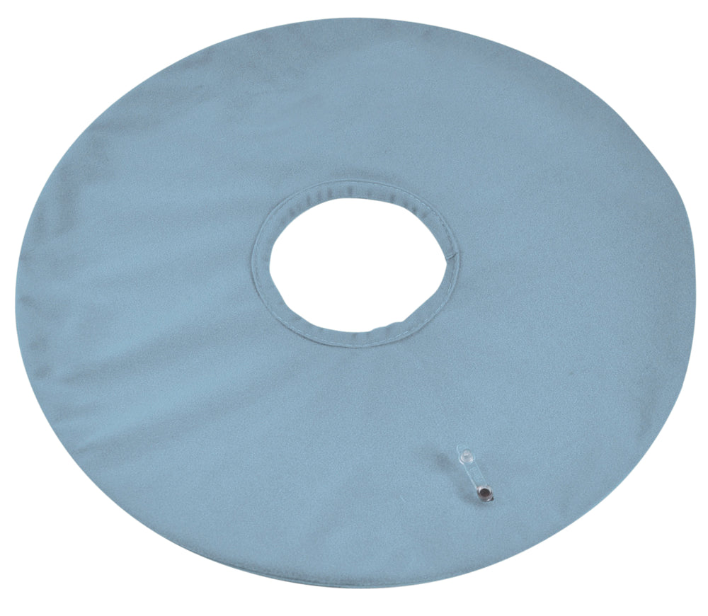 shows a close up of the inflatable ring cushion in blue