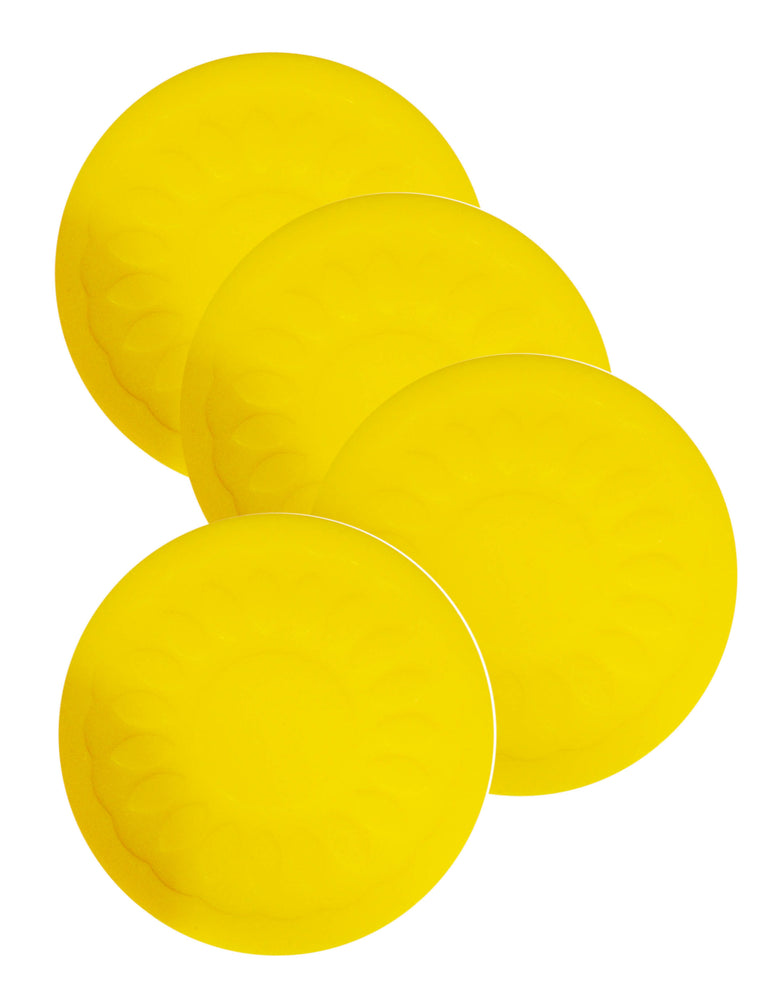 shows four yellow non slip coasters