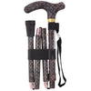 shows the deluxe folding patterned walking cane in 'maze' design